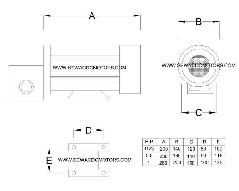 AC 0.25HP 230V 100RPM Worm Gear Motor