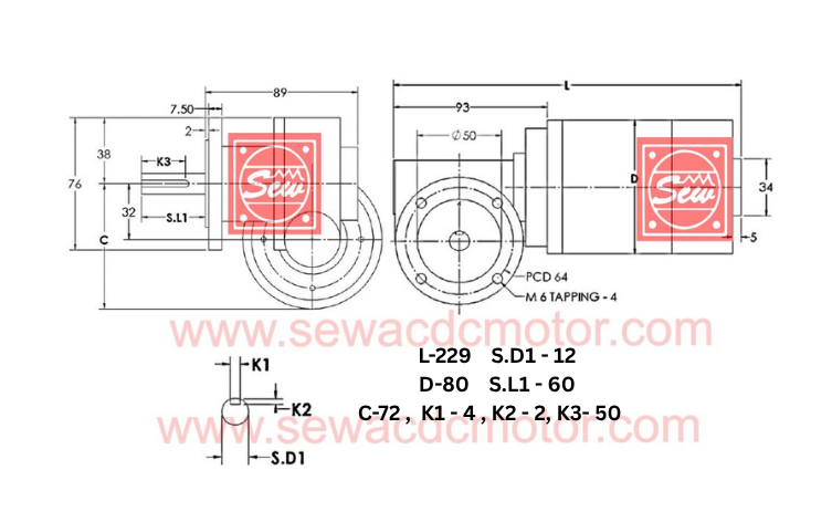 PMDC 150w 24v 25RPM 220 KG/CM Inline Gear motor