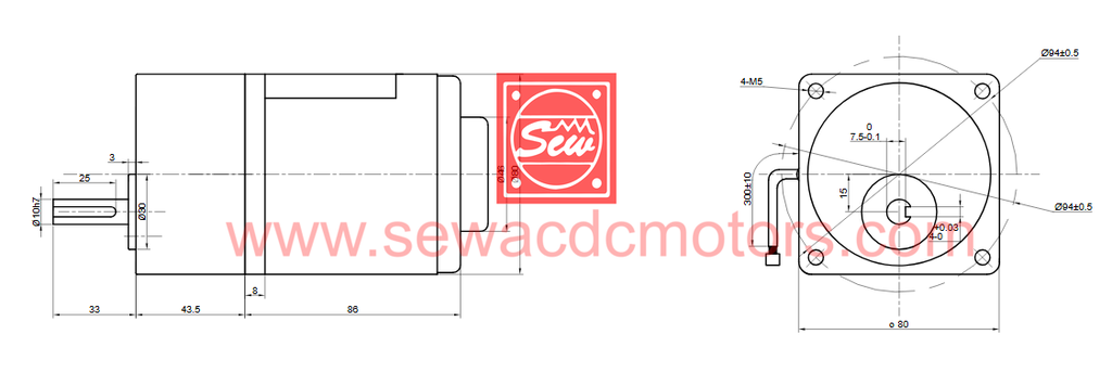 AC  25W 230V 30RPM Inline Gear Motor