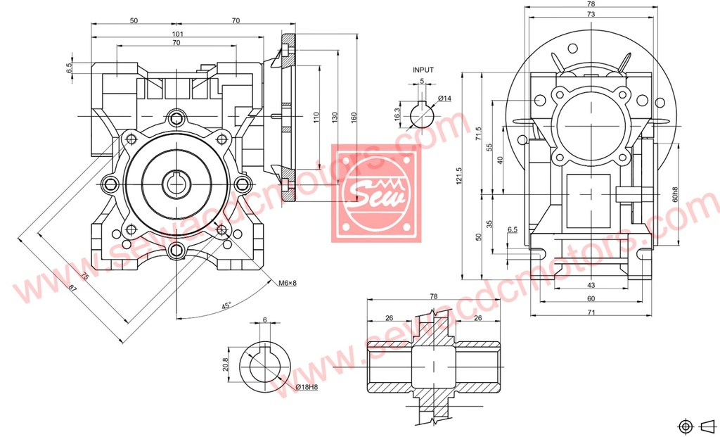 BLDC 500W 48V 400RPM 180Kg/cm Worm Gear Motor 